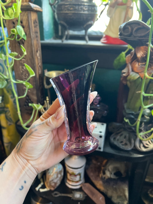 Mid-Century Mini Amethyst Glass Vase