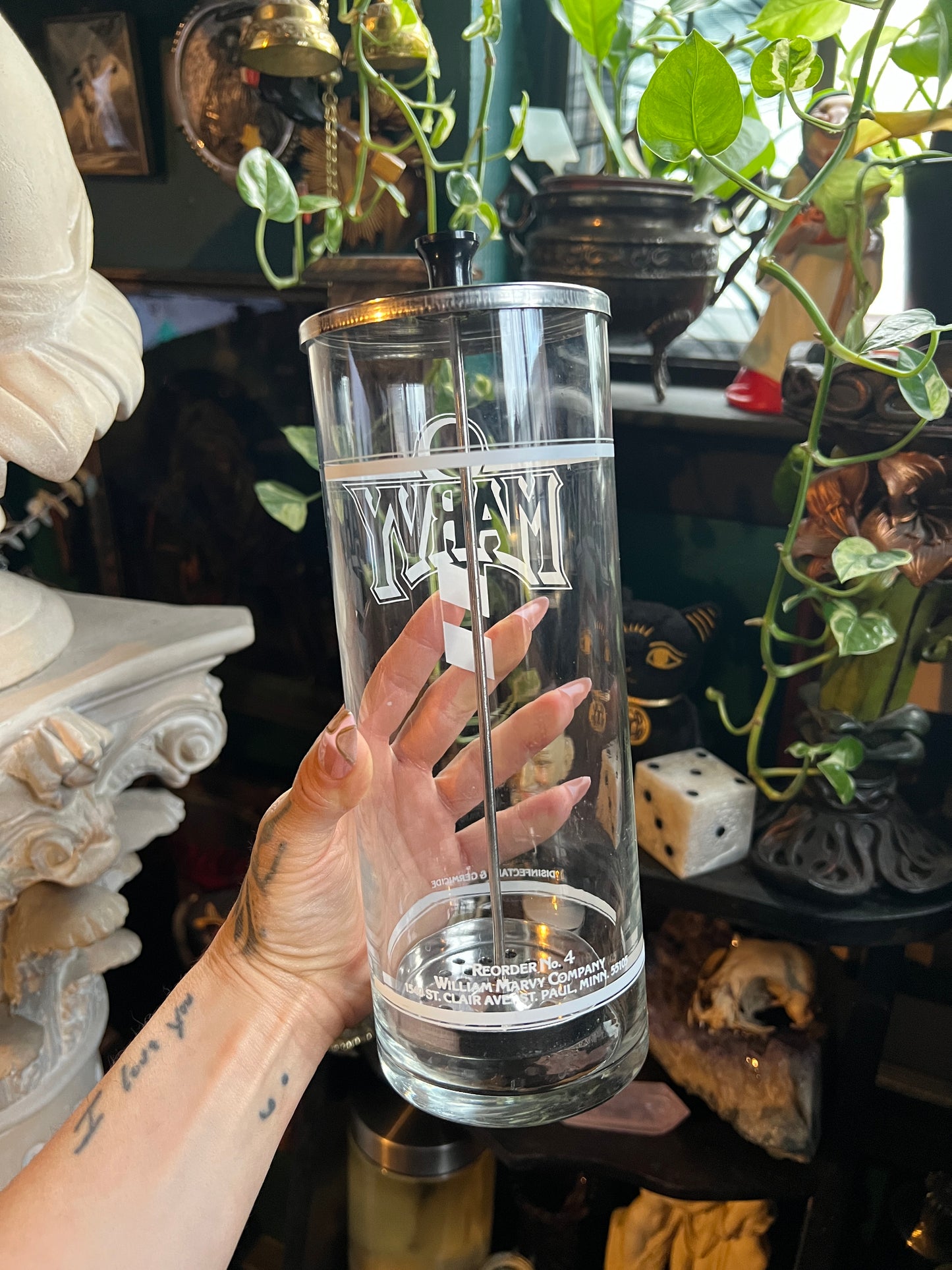 Marvy Vintage Barbers Glass Disinfectant Jar