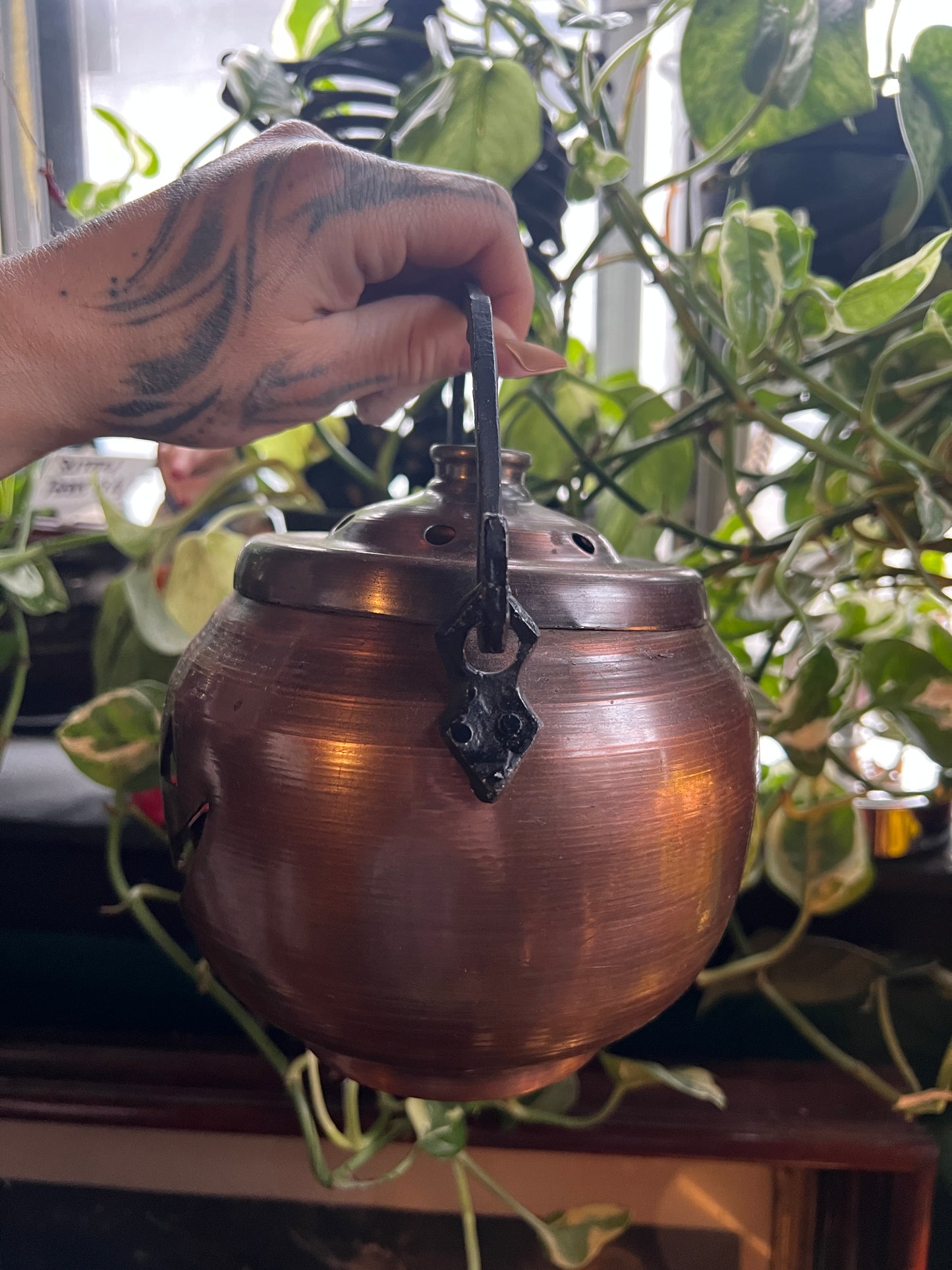 Copper Halloween Pumpkin Jack-O'-Lantern Candle Holder