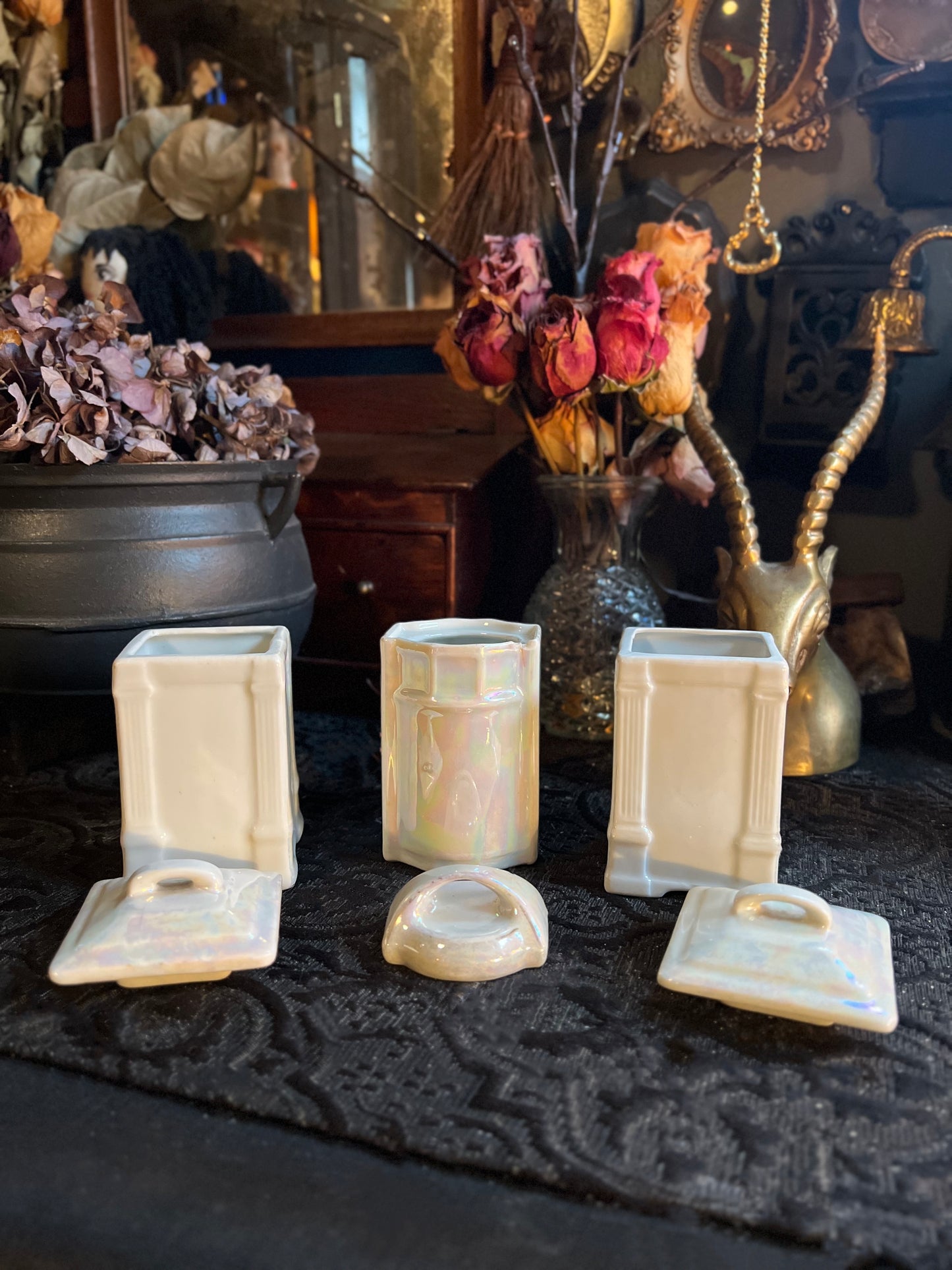 Antique German Lusterware Canisters