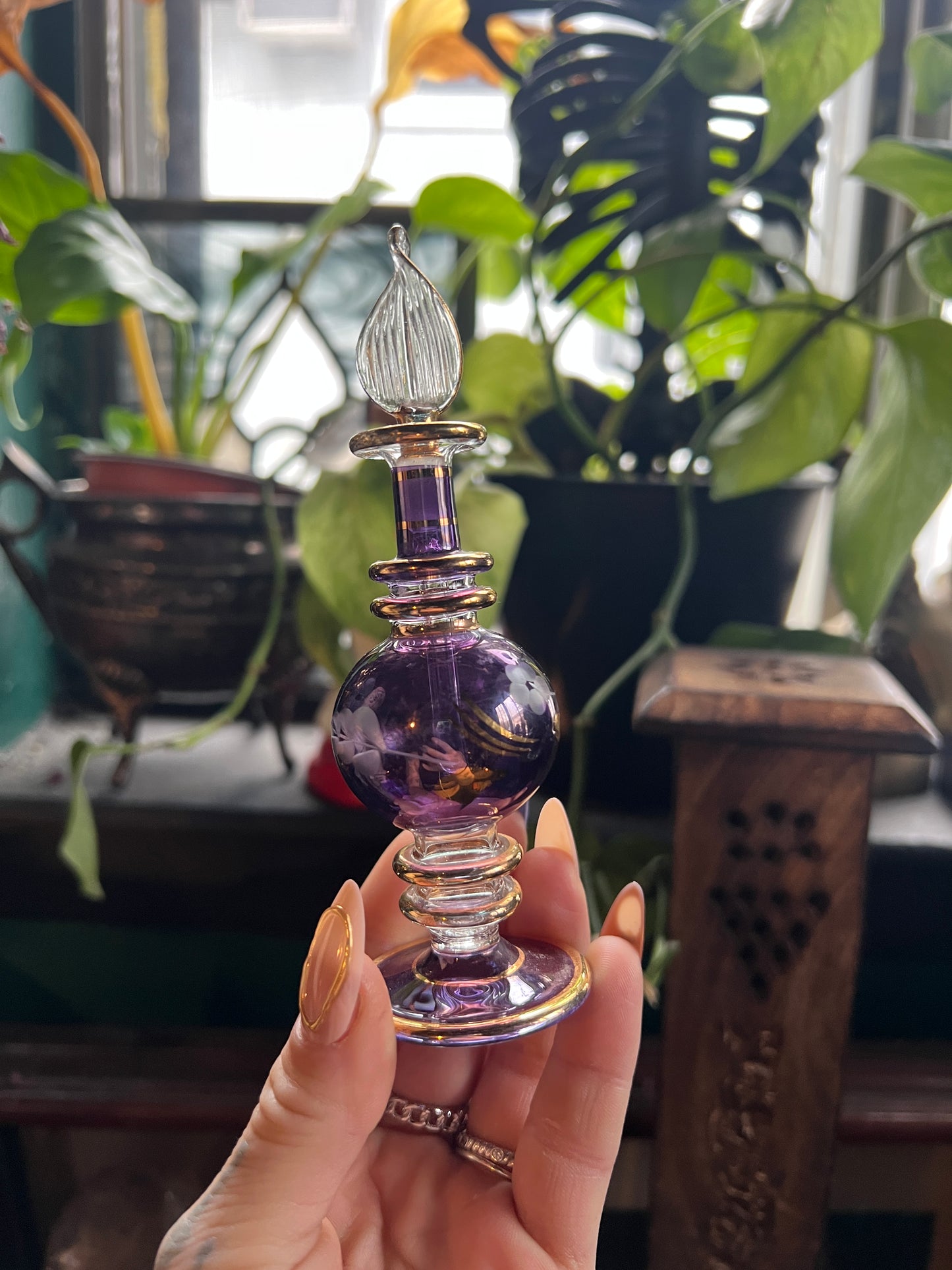 Amethyst Egyptian Glass Perfume Bottle