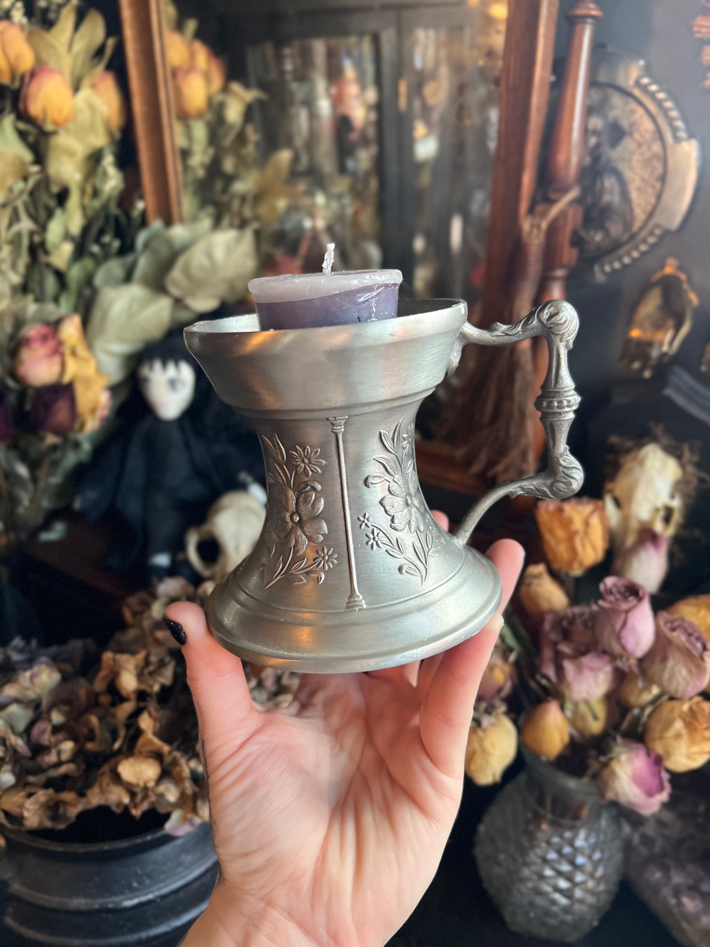 German Pewter Candle Holder