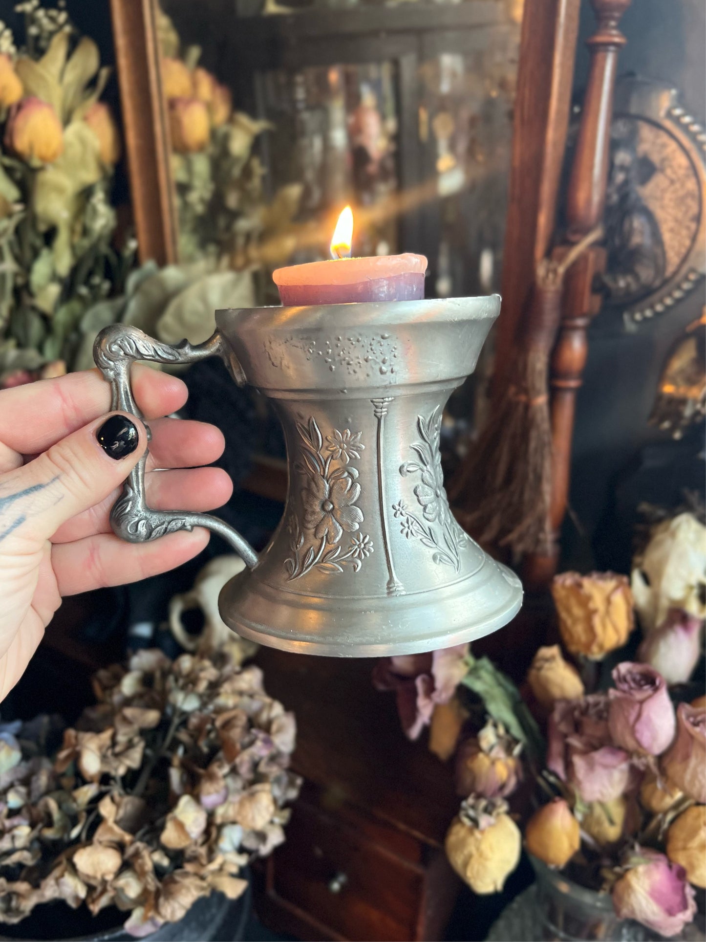 German Pewter Candle Holder