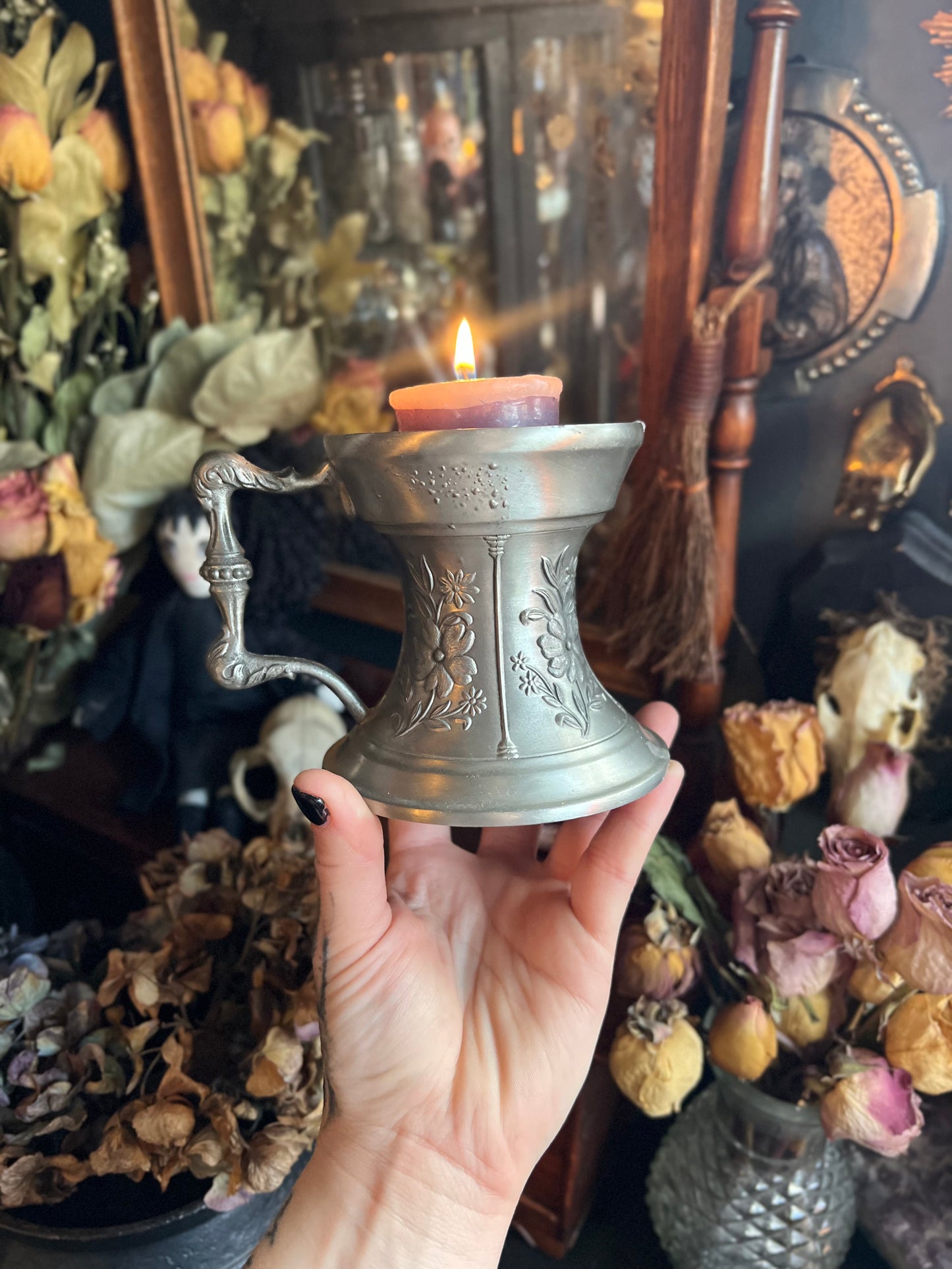 German Pewter Candle Holder