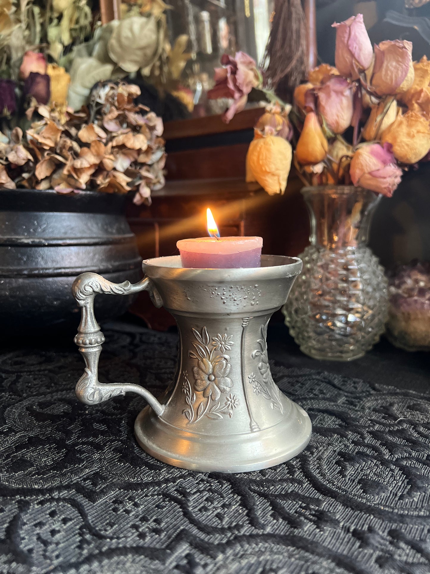 German Pewter Candle Holder