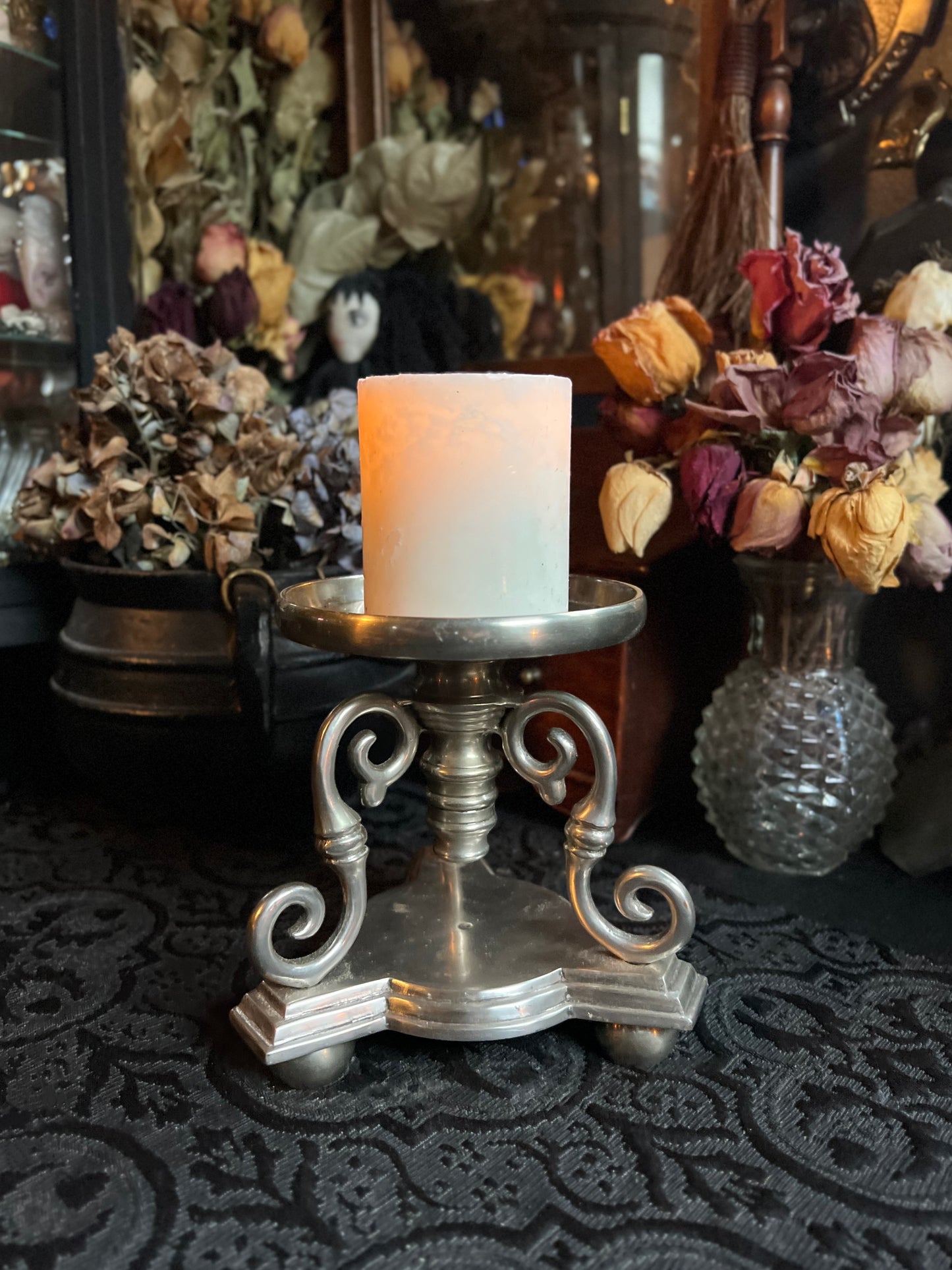 Pewter Pillar Candle Holder