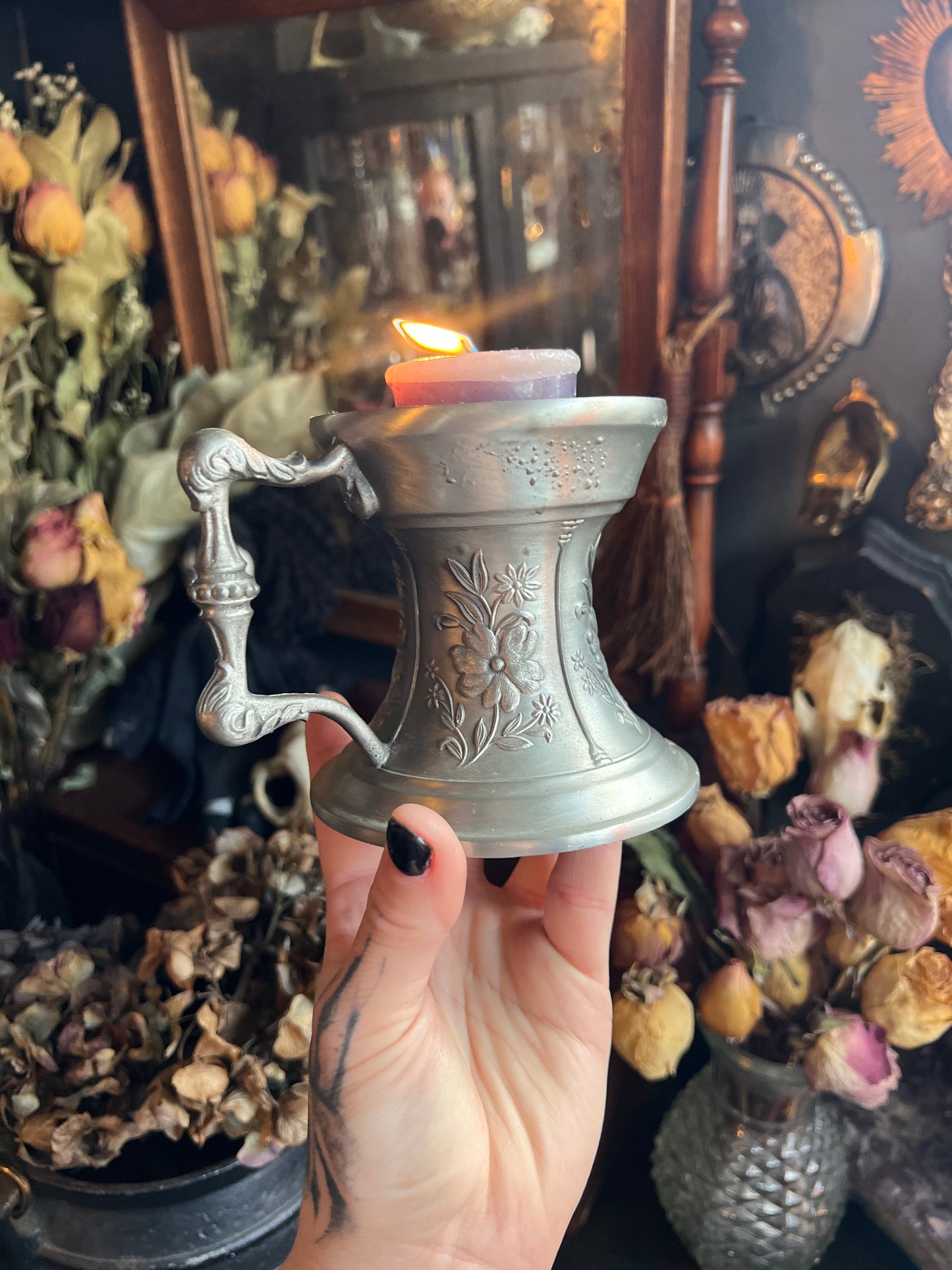 German Pewter Candle Holder