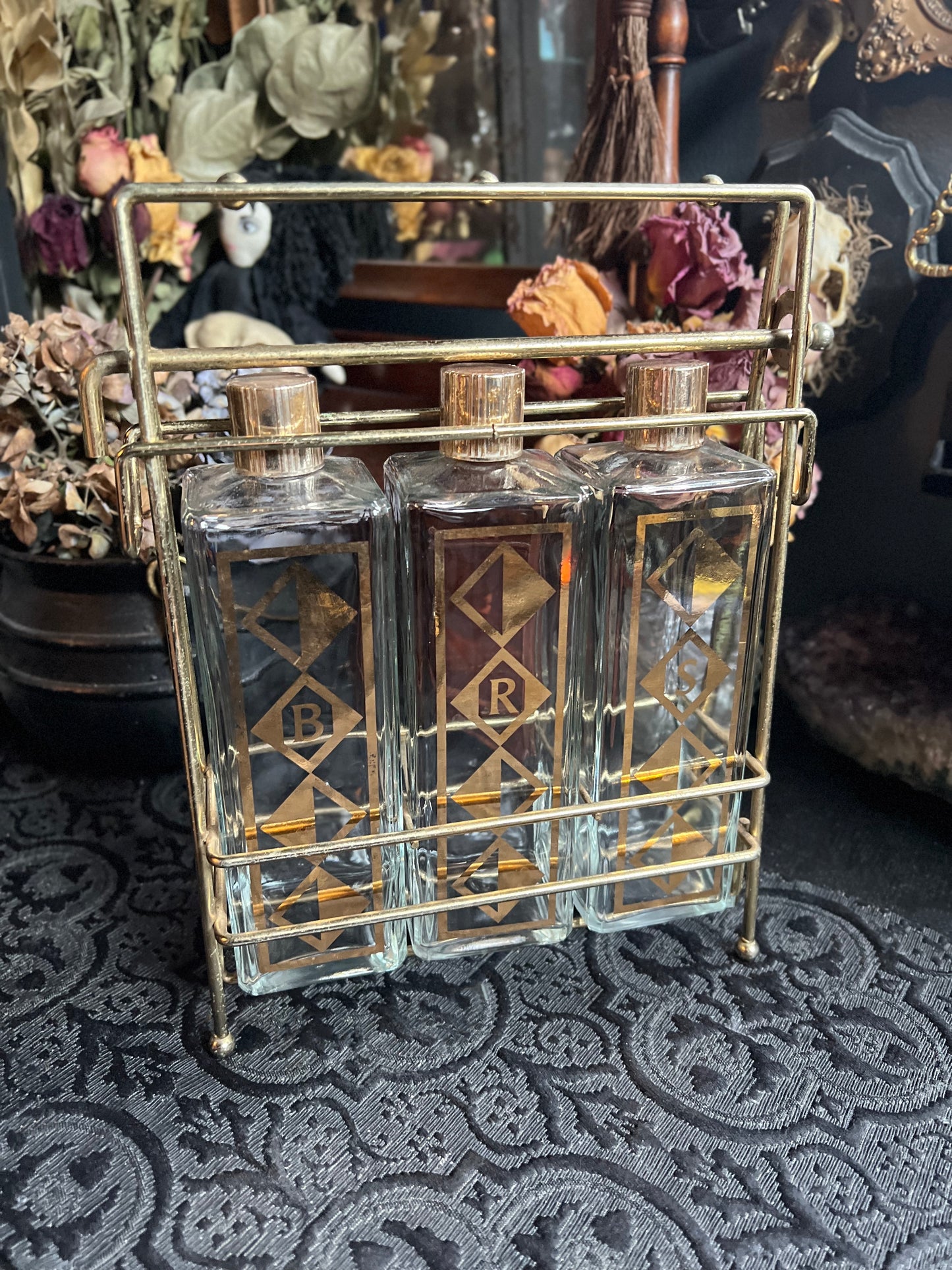 Mid Century Glass Decanter Bar Set