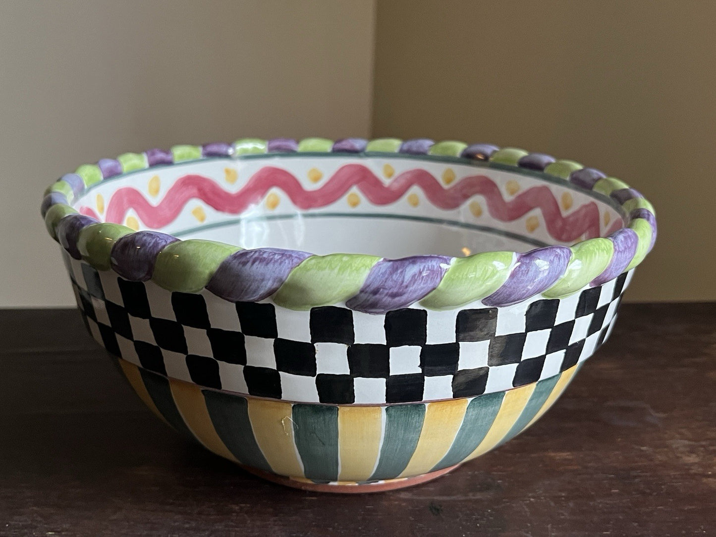 MacKenzie Childs Piccadilly Ceramic Nesting Bowls Set of 3 Aurora NY