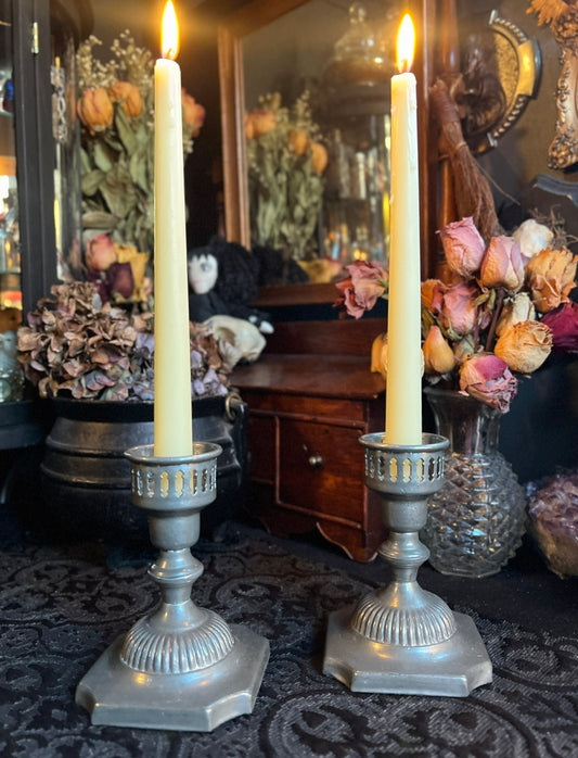 Pair of Pewter Candle Holders